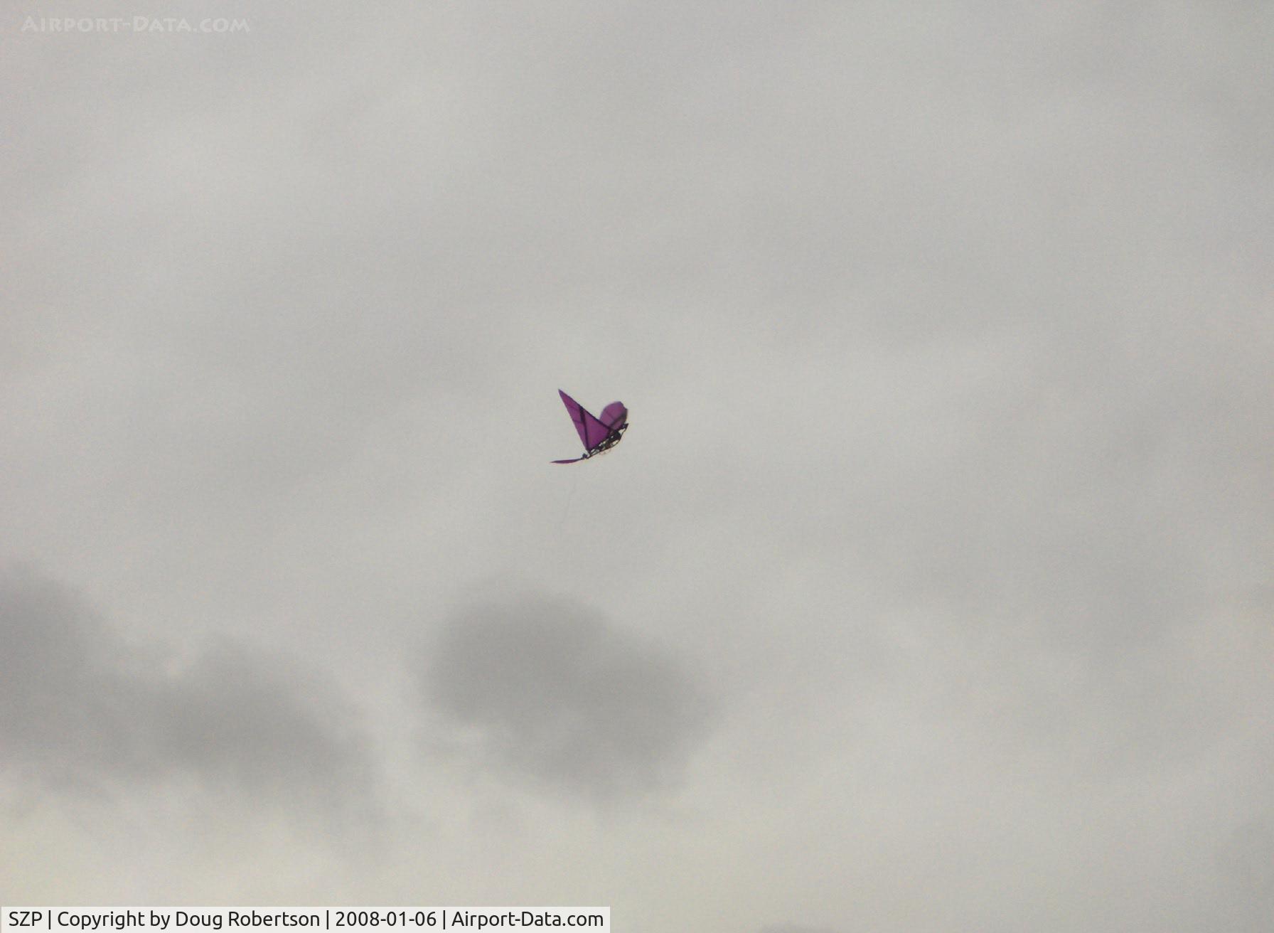 Santa Paula Airport (SZP) - David's RC drone Ornithopter, the faster the wings flap, the higher the rate of climb