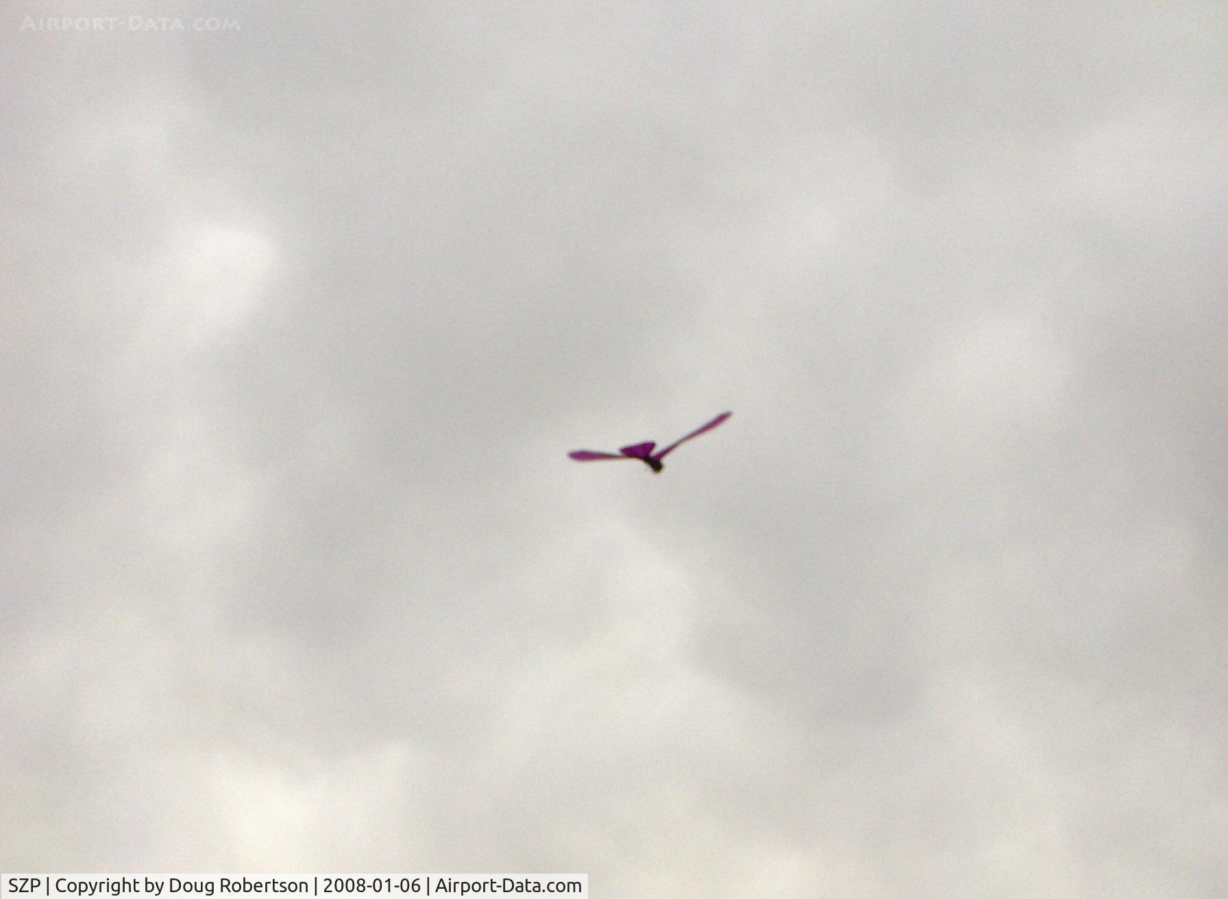 Santa Paula Airport (SZP) - David's RC drone Ornithopter, the faster the wings flap, the higher the rate of climb