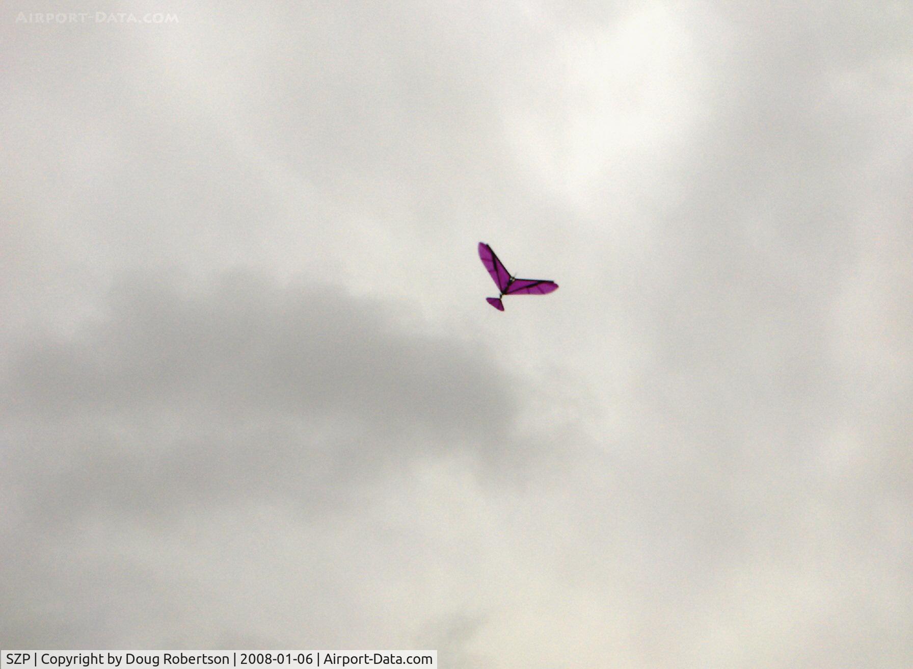 Santa Paula Airport (SZP) - David's RC drone Ornithopter, the faster the wings flap, the higher the rate of climb