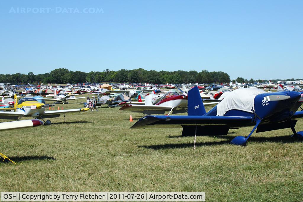 Wittman Regional Airport (OSH) - Just a small section of the Vans RV aircraft parking at 2011 Oshkosh