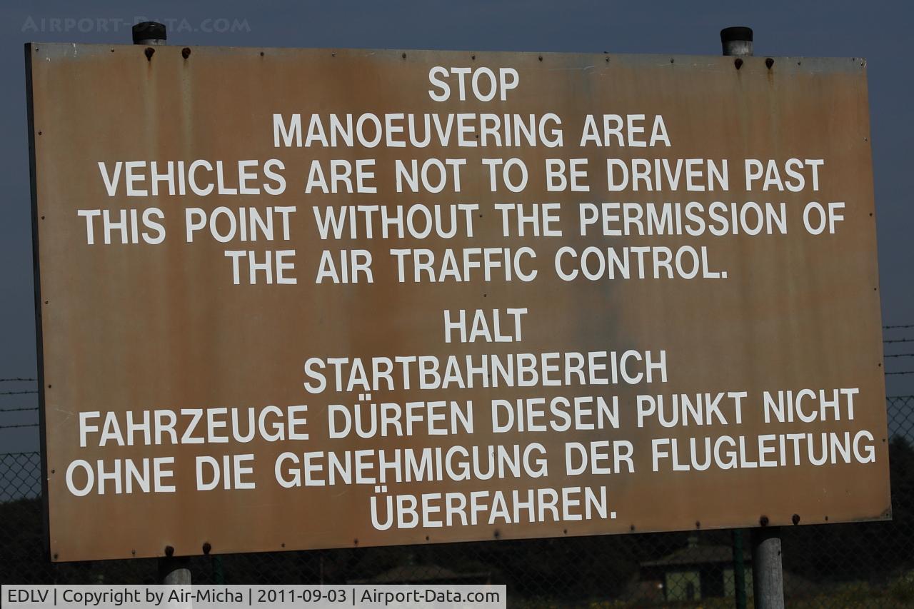 Weeze Airport (formerly Niederrhein Airport), Weeze Germany (EDLV) - Warning sign from Weeze Airport, Germany, EDLV/ NRN