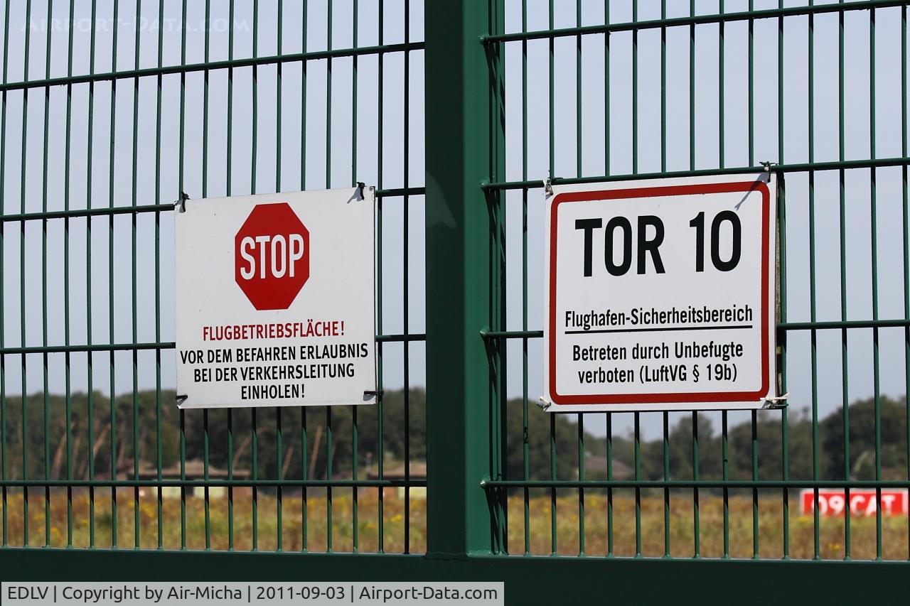 Weeze Airport (formerly Niederrhein Airport), Weeze Germany (EDLV) - Warning sign from Weeze Airport, Germany, EDLV/ NRN