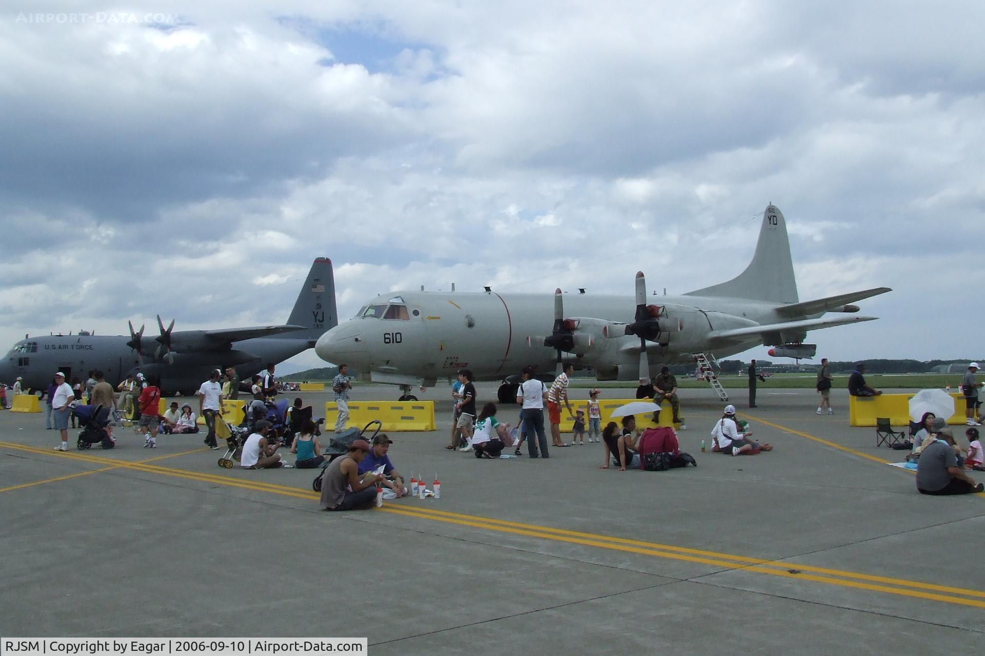 Misawa Air Base / Misawa Airport, Misawa, Aomori Japan (RJSM) - P-3C Orion from Kadena AB Japan on display at Misawa AB airshow along side a Yokota AB C-130