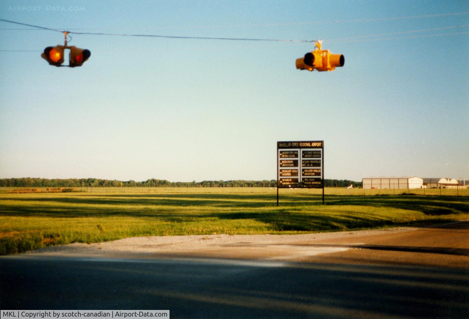 Mc Kellar-sipes Regional Airport (MKL) - Entrance Drive and Sign at McKeller-Sipes Regional Airport, Jackson, TN - May 1990