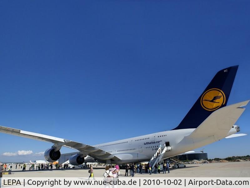 Palma de Mallorca Airport (or Son Sant Joan Airport), Palma de Mallorca Spain (LEPA) - First landing of an Airbus A380-800
Special Flight Lufthansa LH 8942
Frankfurt / Main to Palma de Mallorca