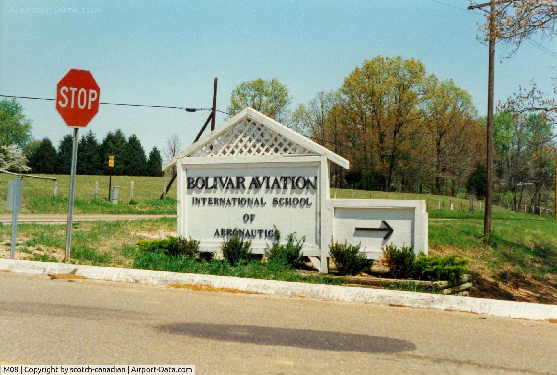 William L. Whitehurst Field Airport (M08) - Sign at William L. Whitehurst Field, Bolivar, TN - April 1989