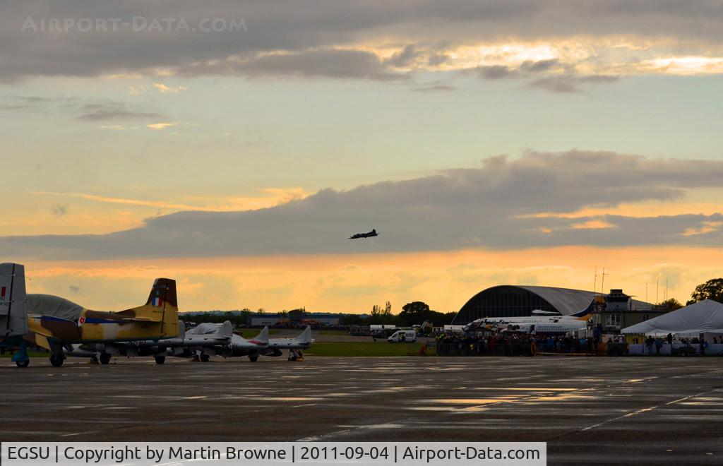 Duxford Airport, Cambridge, England United Kingdom (EGSU) - THE LATE AFTERNOON WEATHER IMPROVES AS THE SALLY B PERFORMS - AFTER A DULL AND RAINY DAY.