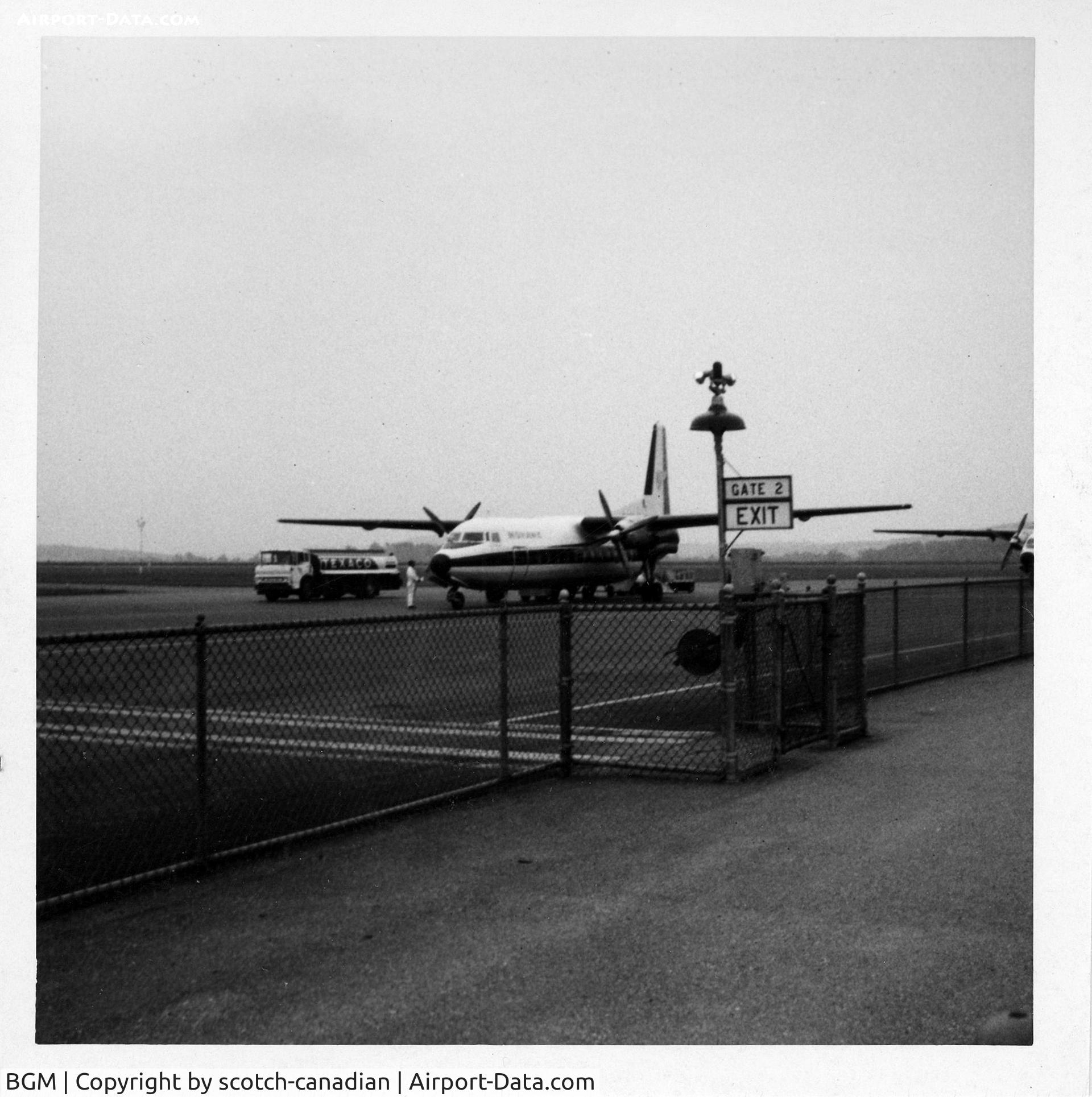 Greater Binghamton/edwin A Link Field Airport (BGM) - Mohawk Airlines Fairchild Hiller FH-227B at Broome County Airport, Binghampton, NY - 1968