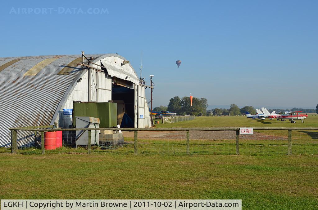 Lashenden/Headcorn Airport, Maidstone, England United Kingdom (EGKH) - ACROSS THE MAINT HANGAR.