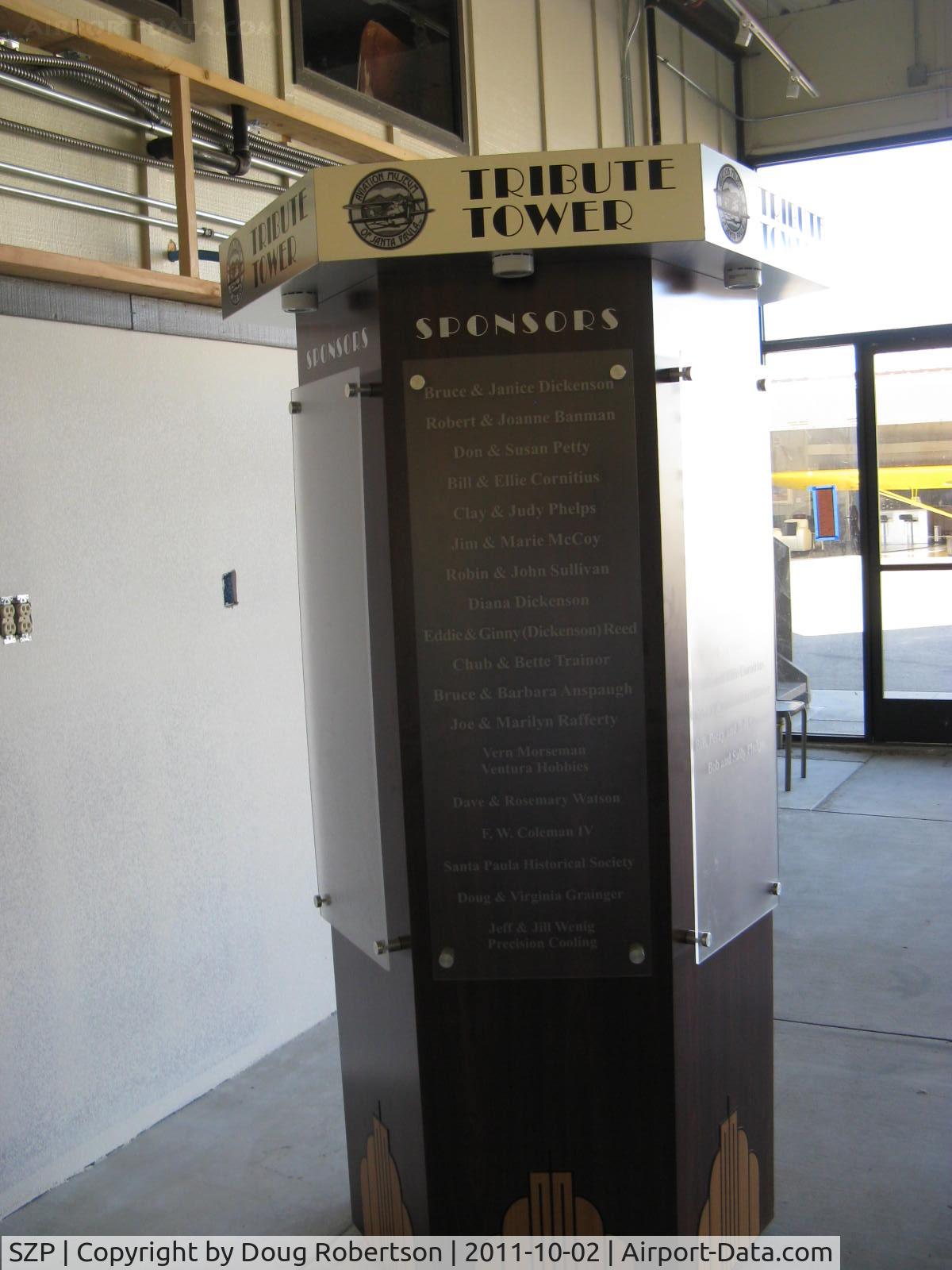 Santa Paula Airport (SZP) - Aviation Museum of Santa Paula Sponsor Tribute Tower. Please consider making a donation.