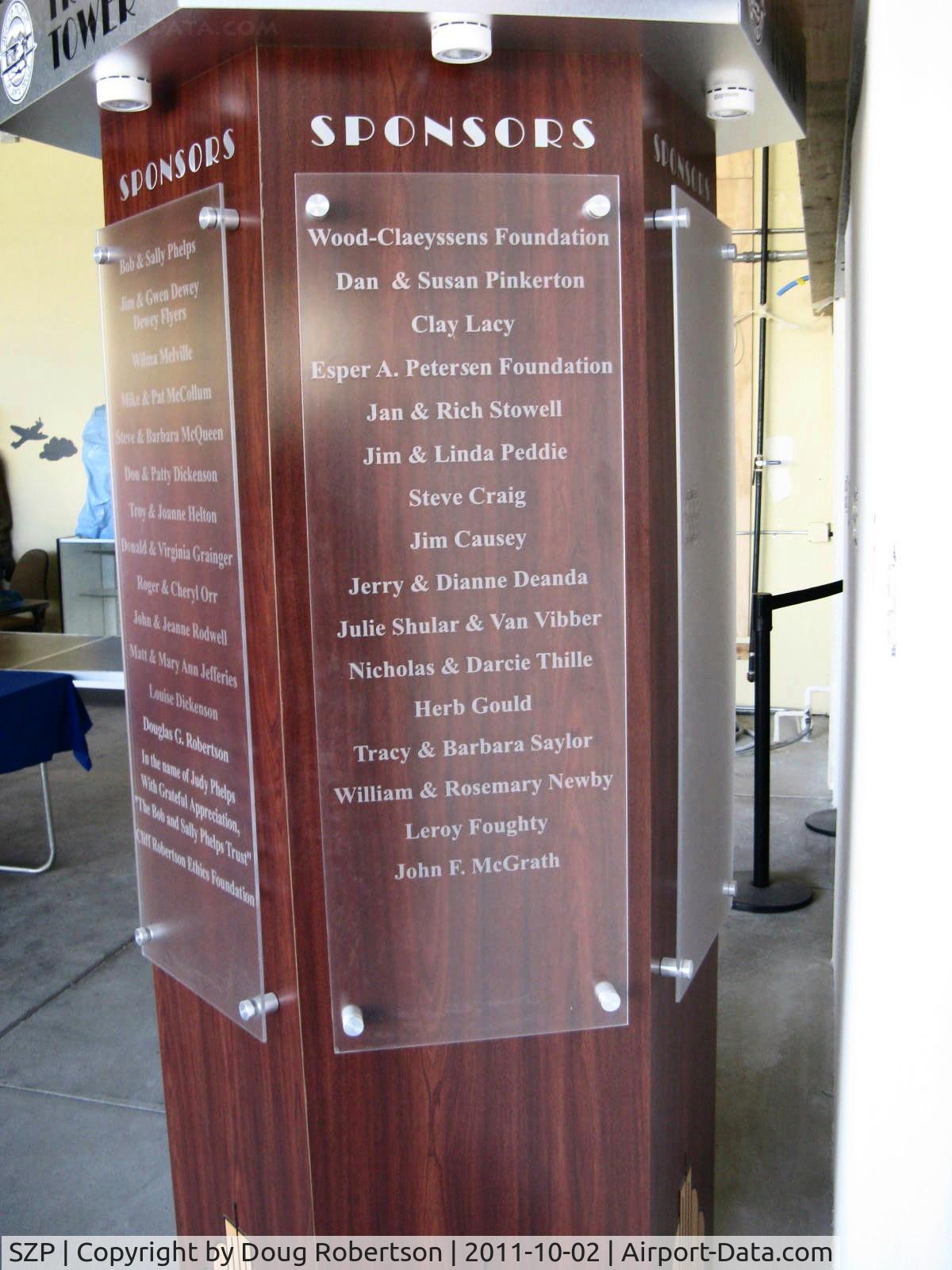 Santa Paula Airport (SZP) - Aviation Museum of Santa Paula Sponsor Tribute Tower. Please consider making a donation.