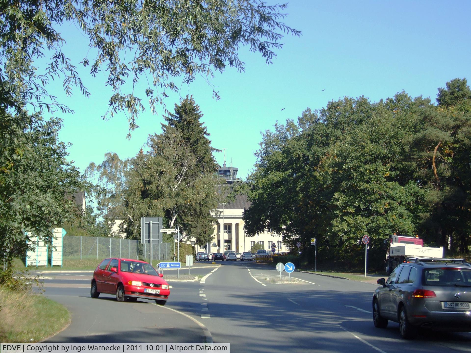 Braunschweig-Wolfsburg Regional Airport, Braunschweig, Lower Saxony Germany (EDVE) - approaching the terminal building of Braunschweig-Waggum airport from the south (nowadays called 