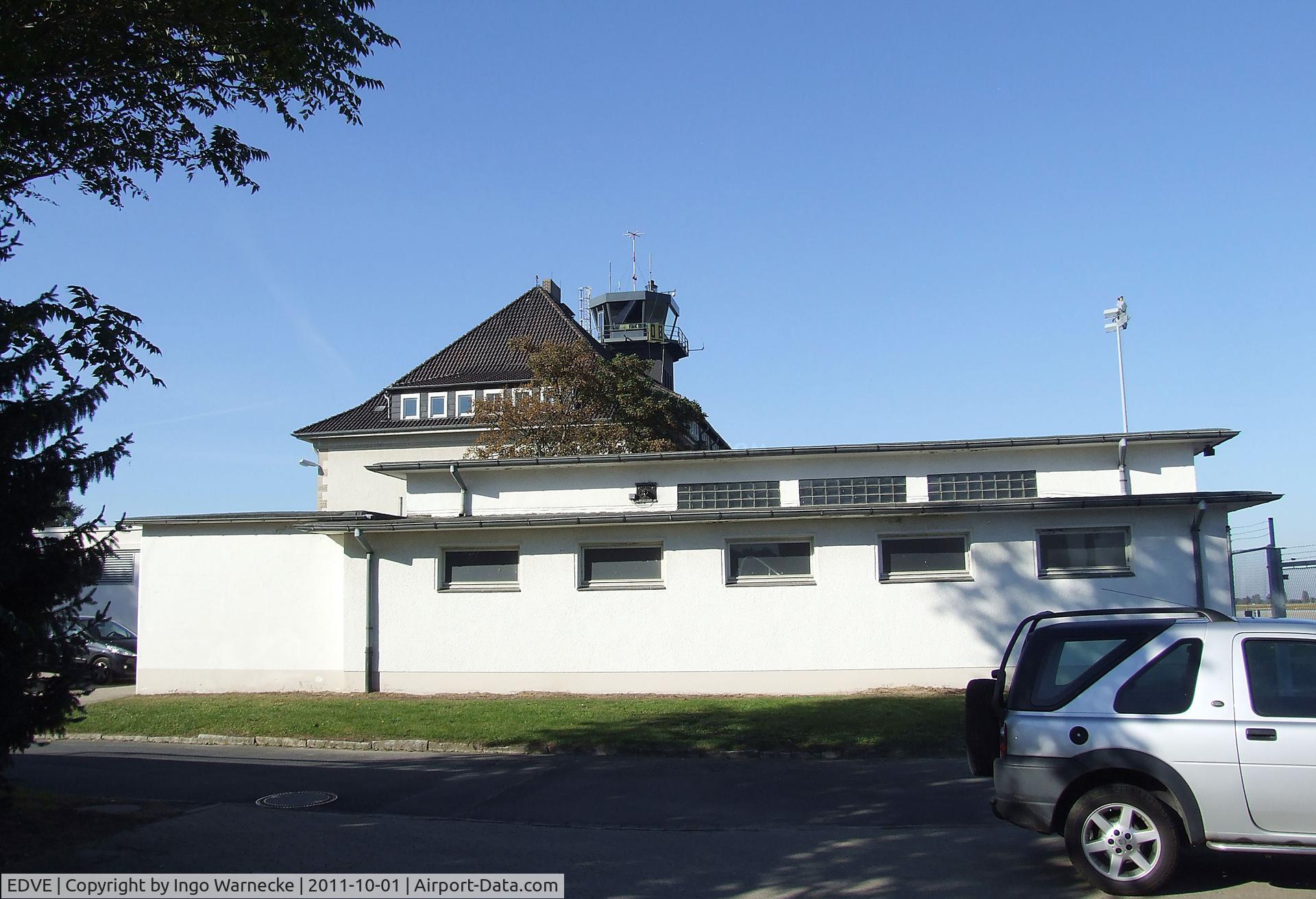 Braunschweig-Wolfsburg Regional Airport, Braunschweig, Lower Saxony Germany (EDVE) - the main terminal building seen from the east, the lower building in front is the GA-terminal at Braunschweig-Waggum airport