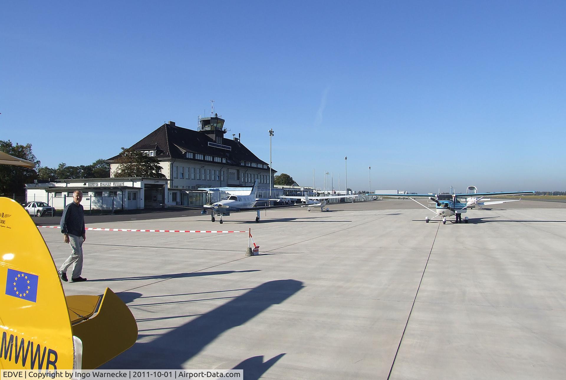 Braunschweig-Wolfsburg Regional Airport, Braunschweig, Lower Saxony Germany (EDVE) - apron in front of the main terminal building at Braunschweig-Waggum airport