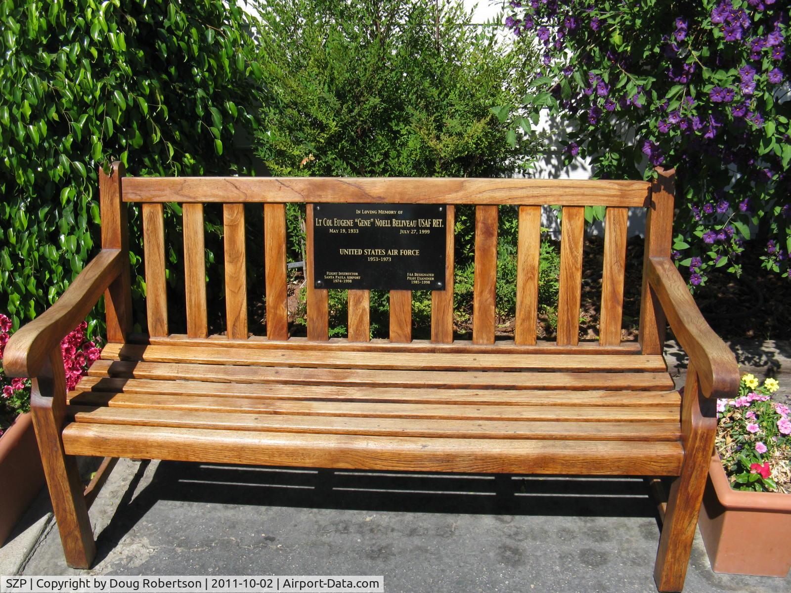Santa Paula Airport (SZP) - Pilot Tribute Plaque and Bench-at CP Aviation