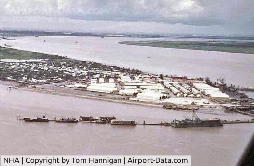 Nha Trang Airport, Nha Trang Viet Nam (NHA) - Date: 1971  Photo of the entire naval base at Nha Be, South Viet Nam.  Heliport at left end of compound in photo.