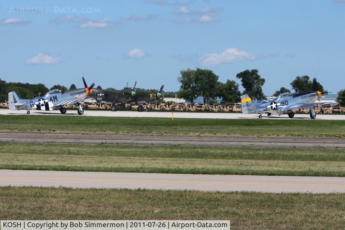 Wittman Regional Airport (OSH) - Warbirds lining up to depart RWY 18 at Airventure 2011.