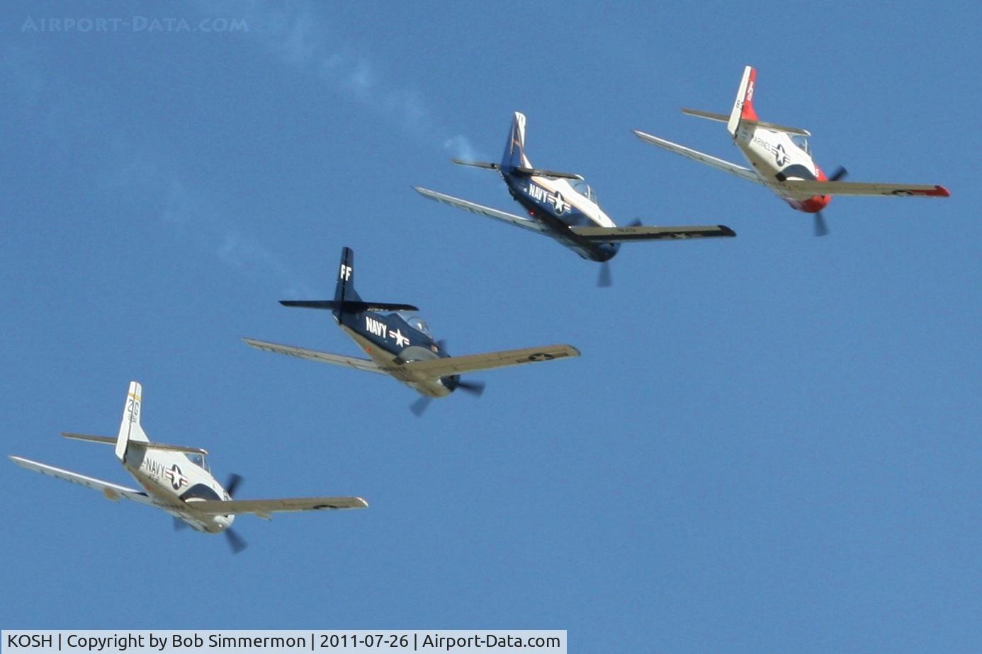 Wittman Regional Airport (OSH) - T-28 flight overflying Airventure 2011.