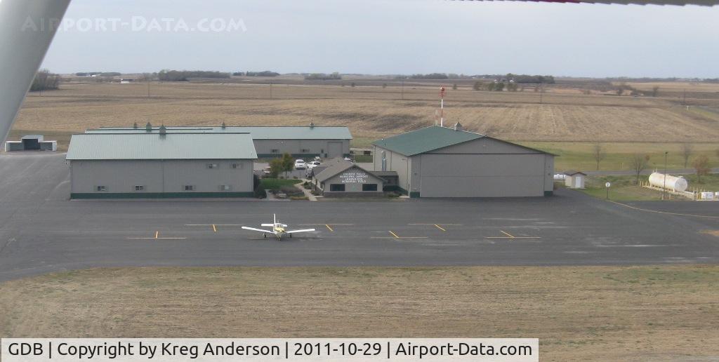 Granite Falls Muni/lenzen-roe Memorial Fld Airport (GDB) - The ramp, terminal building and hangars at Granite Falls Municipal Airport in Granite Falls, MN.