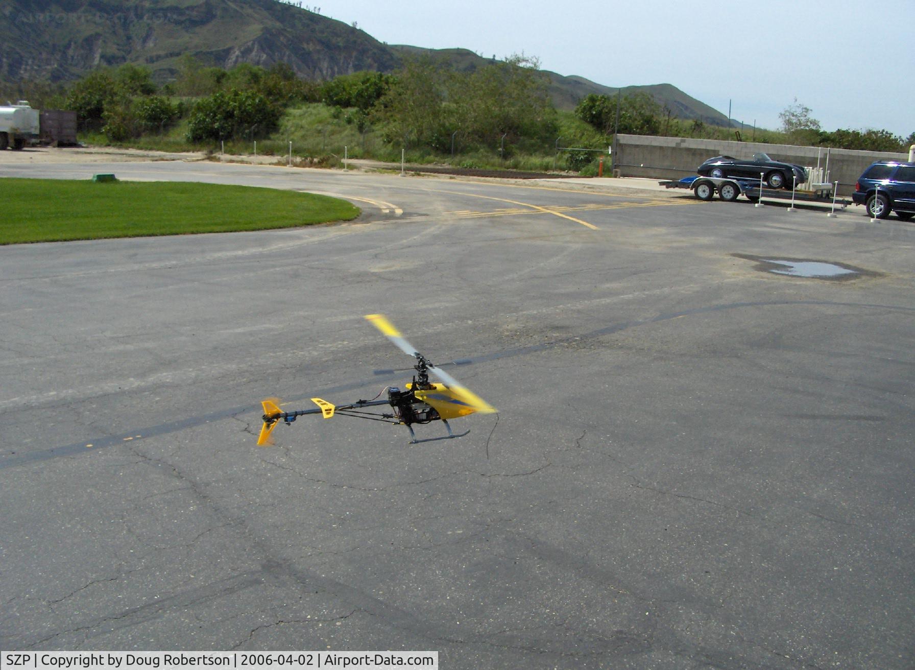 Santa Paula Airport (SZP) - T-REX Radio-controlled Helicopter, forward flight upwind