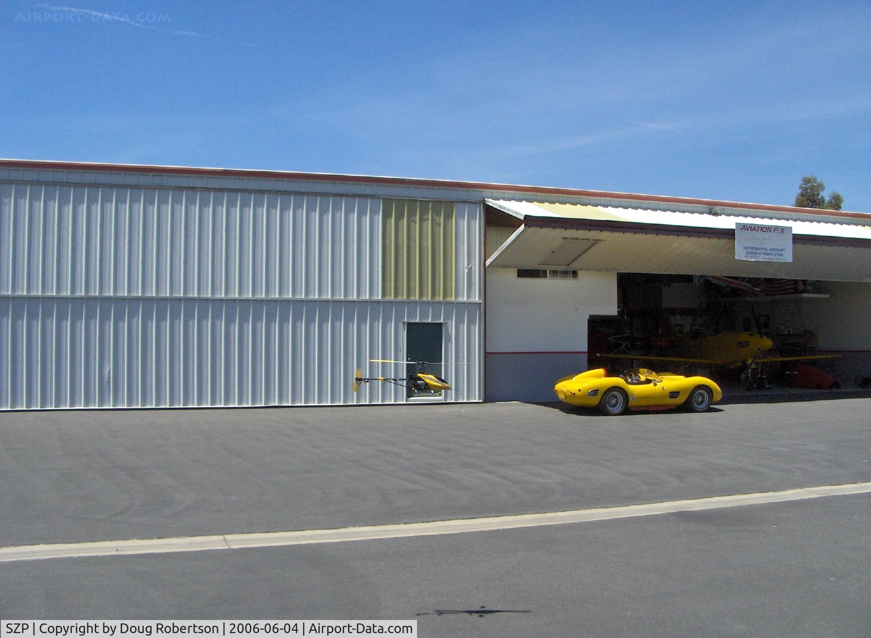 Santa Paula Airport (SZP) - T-REX radio-controlled helicopter, in flight (chasing the Ferrari?)