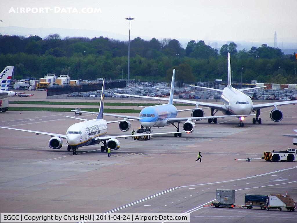 Manchester Airport, Manchester, England United Kingdom (EGCC) - queuing up to leave T2