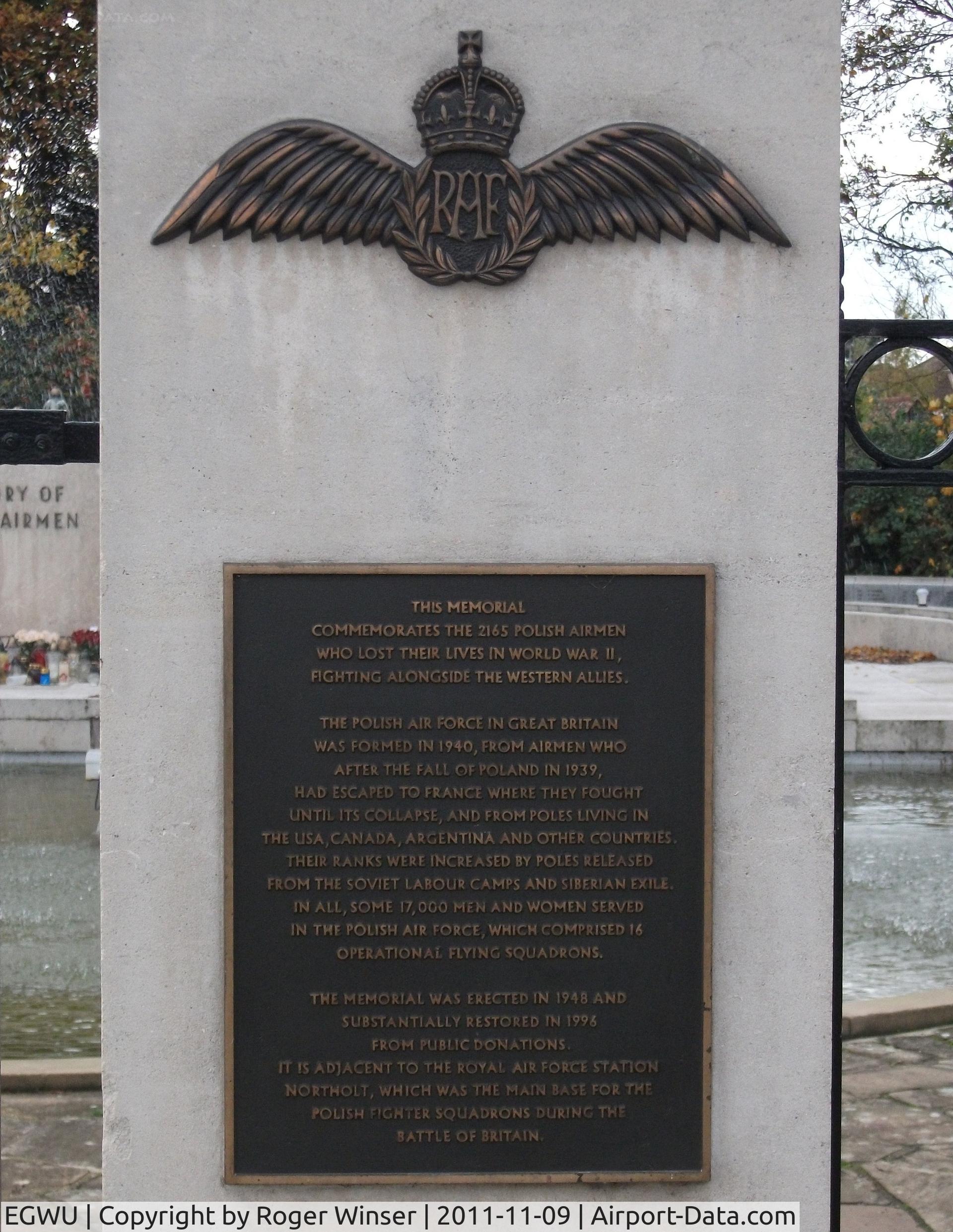 RAF Northolt Airport, Ruislip, England United Kingdom (EGWU) - At the Polish airmen memorial adjacent to RAF Northolt Airfield.