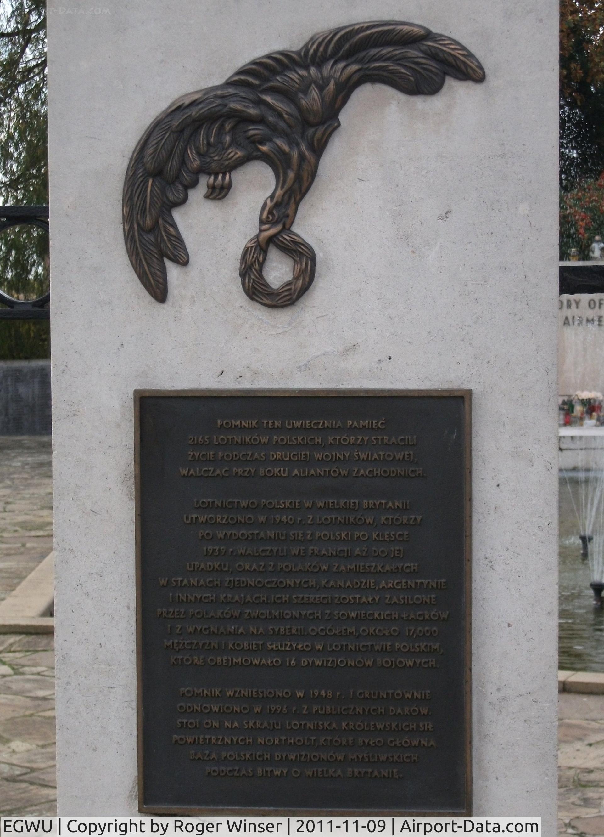 RAF Northolt Airport, Ruislip, England United Kingdom (EGWU) - At the Polish airmen memorial adjacent to RAF Northolt Airfield.