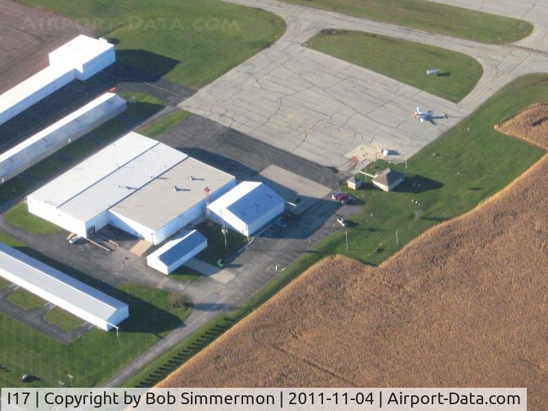 Piqua Airport- Hartzell Field Airport (I17) - View of the ramp, looking NW from 2500'