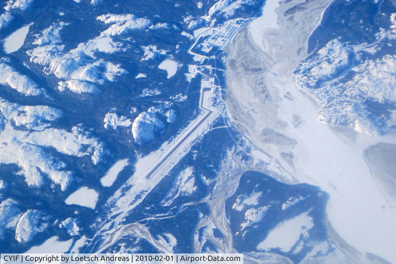 Saint-Augustin Airport, Saint-Augustin, Quebec Canada (CYIF) - Pakuashipi Airport and Augustin River, picture taken from BAW209 G-BNLM
