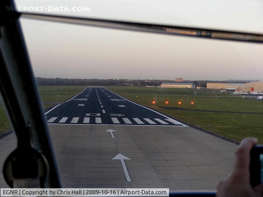 Hawarden Airport, Chester, England United Kingdom (EGNR) - about to touch down on R/W 04 at Hawarden