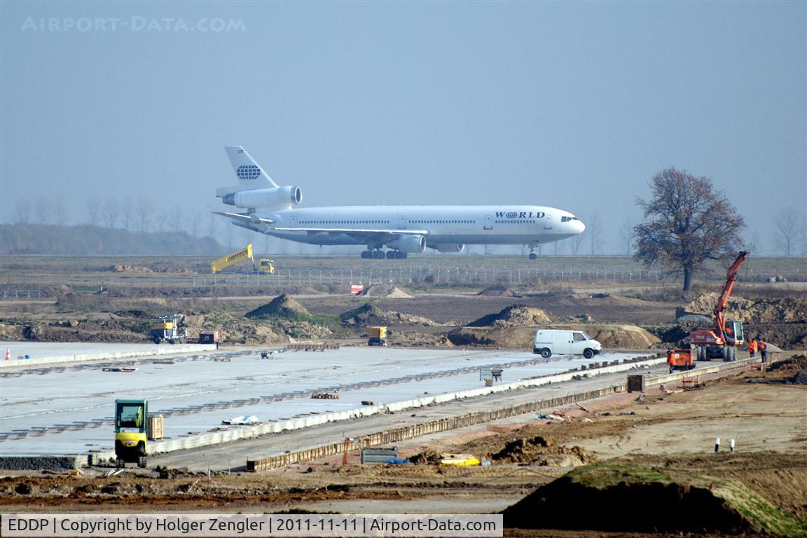 Leipzig/Halle Airport, Leipzig/Halle Germany (EDDP) - Business as usual on the building site for a new cargo apron.