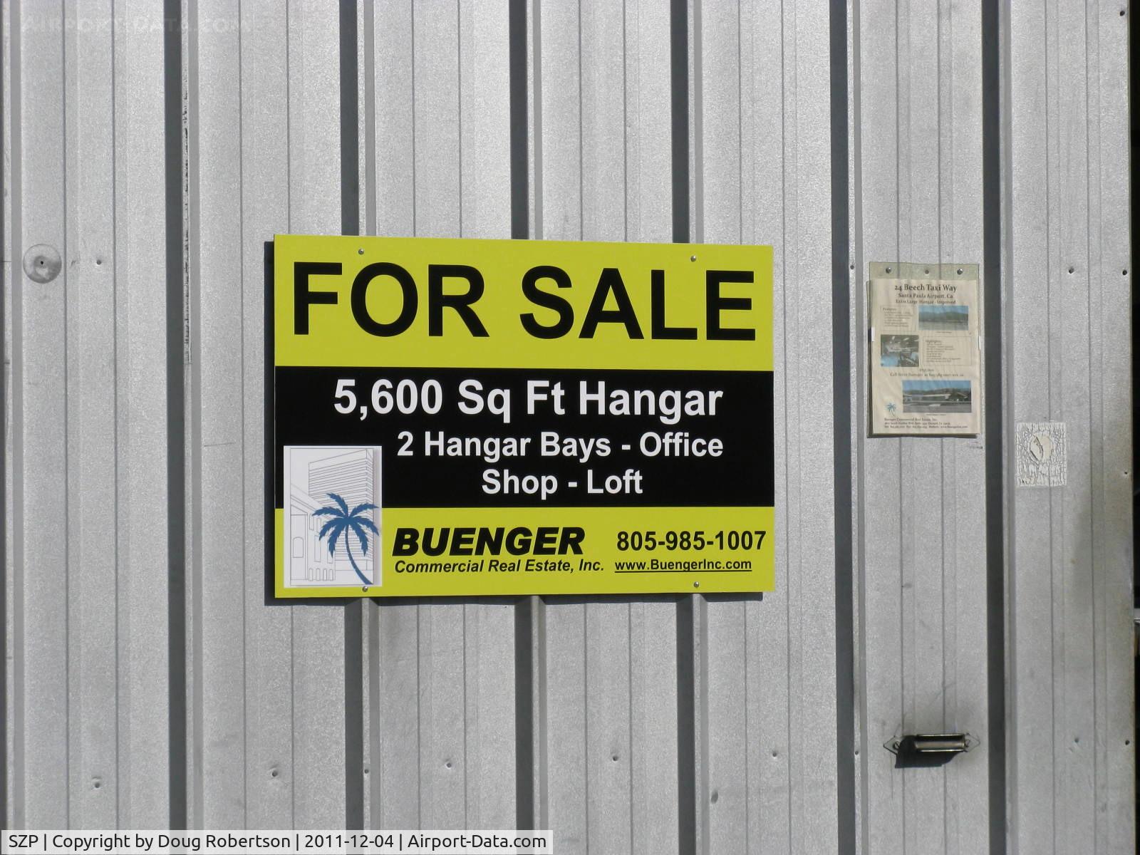 Santa Paula Airport (SZP) - 24 Beech Taxi-very large hangar FOR SALE