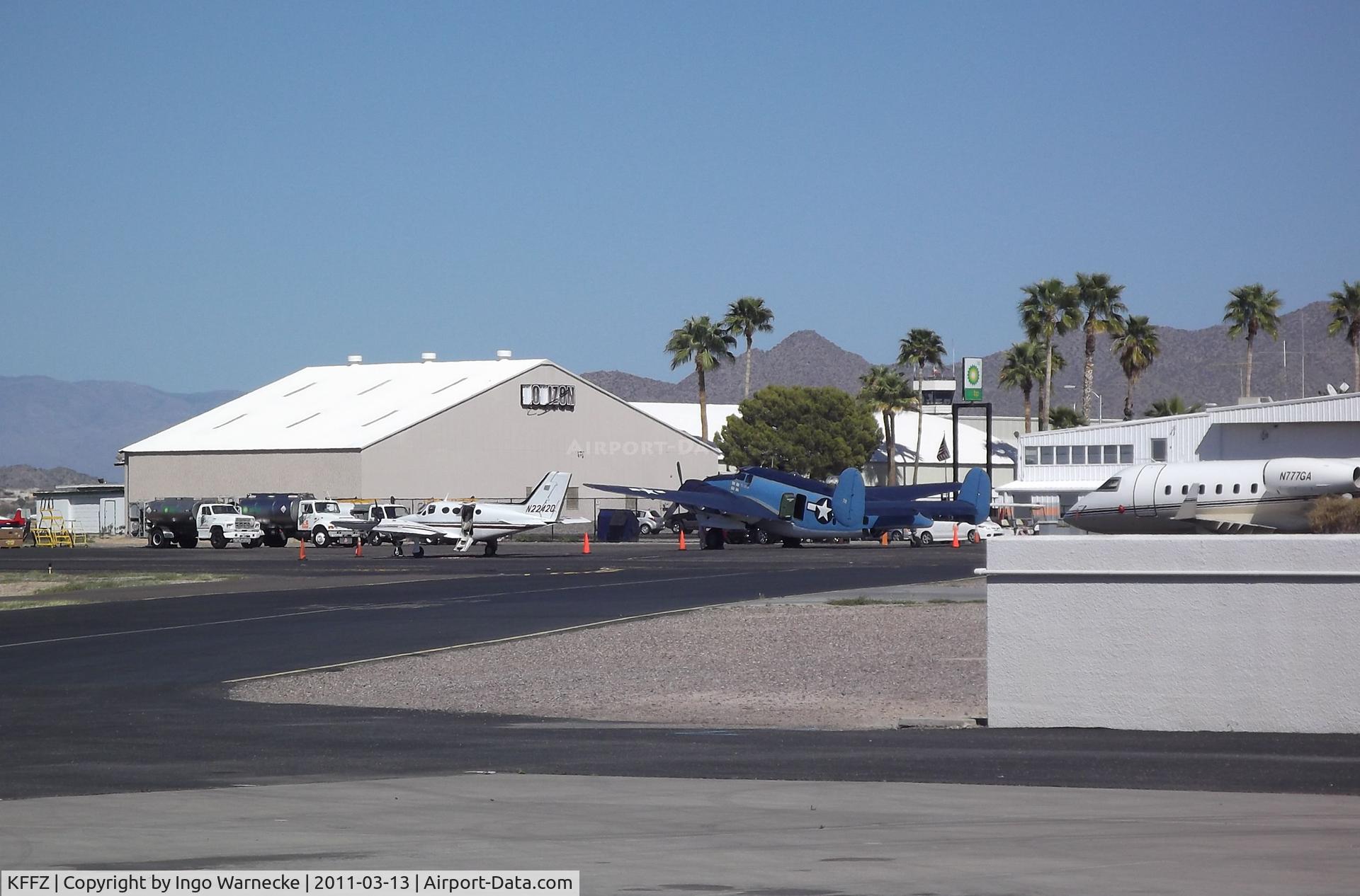 Falcon Fld Airport (FFZ) - looking towards Mesa airport from the museum grounds