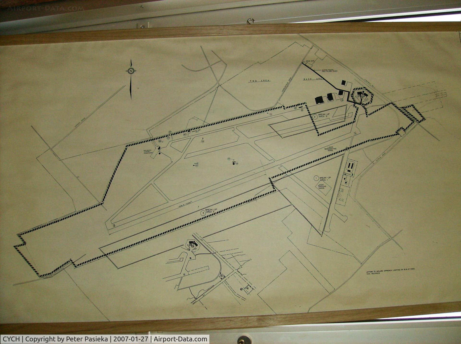 Miramichi Airport, Miramichi, New Brunswick Canada (CYCH) - CAD drawing of the Miramichi Airport. You can see what it used to be and what it is now. It is a former Canadian Air Force base, hence the former size and multiple of runways. 