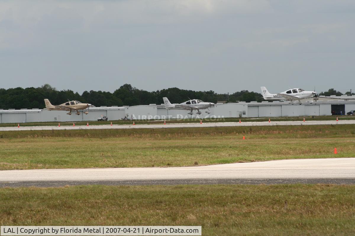 Lakeland Linder Regional Airport (LAL) - Sun N Fun traffic at Lakeland, 3 SR 22s take off for demos