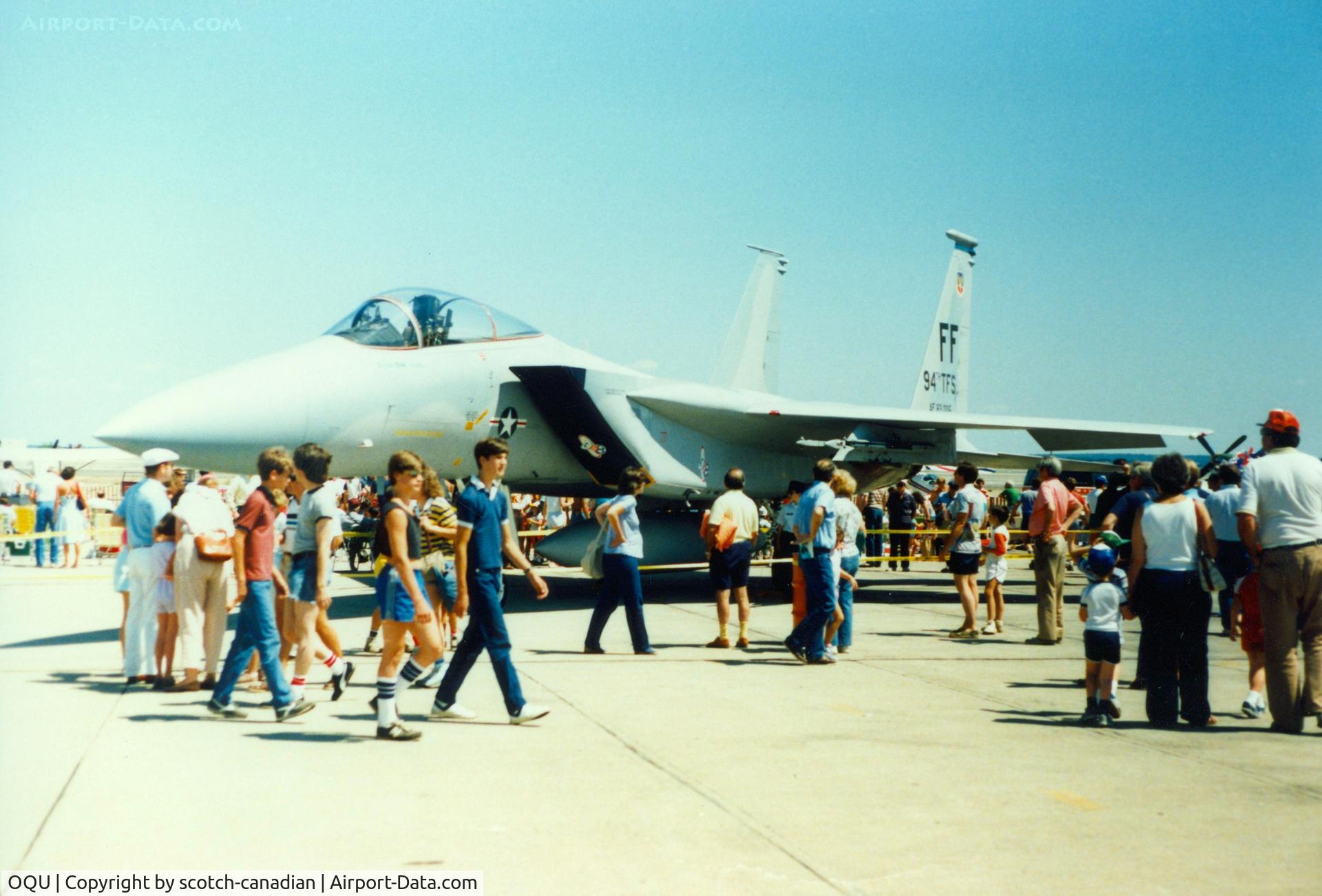 Quonset State Airport (OQU) - McDonnell Douglas F-15C assigned to the 94th Tactical Fighter Squadron on display at Quonset State Airport, North Kingstown, RI - circa 1980's 