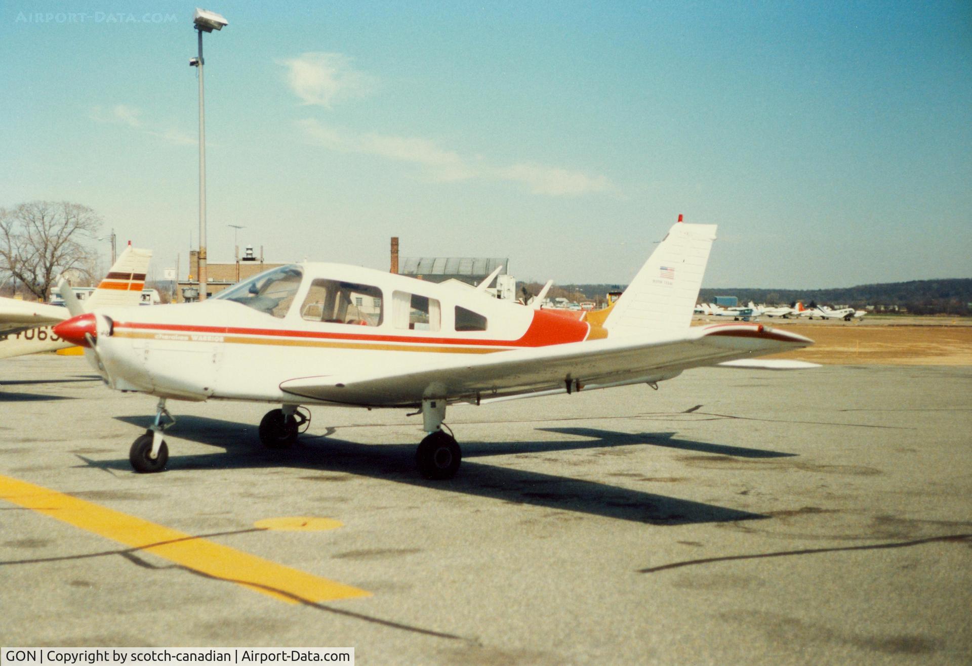 Groton-new London Airport (GON) - Piper PA-28-161 Cherokee Warrior parked at Groton-New London Airport, New London, CT - circa 1980's
