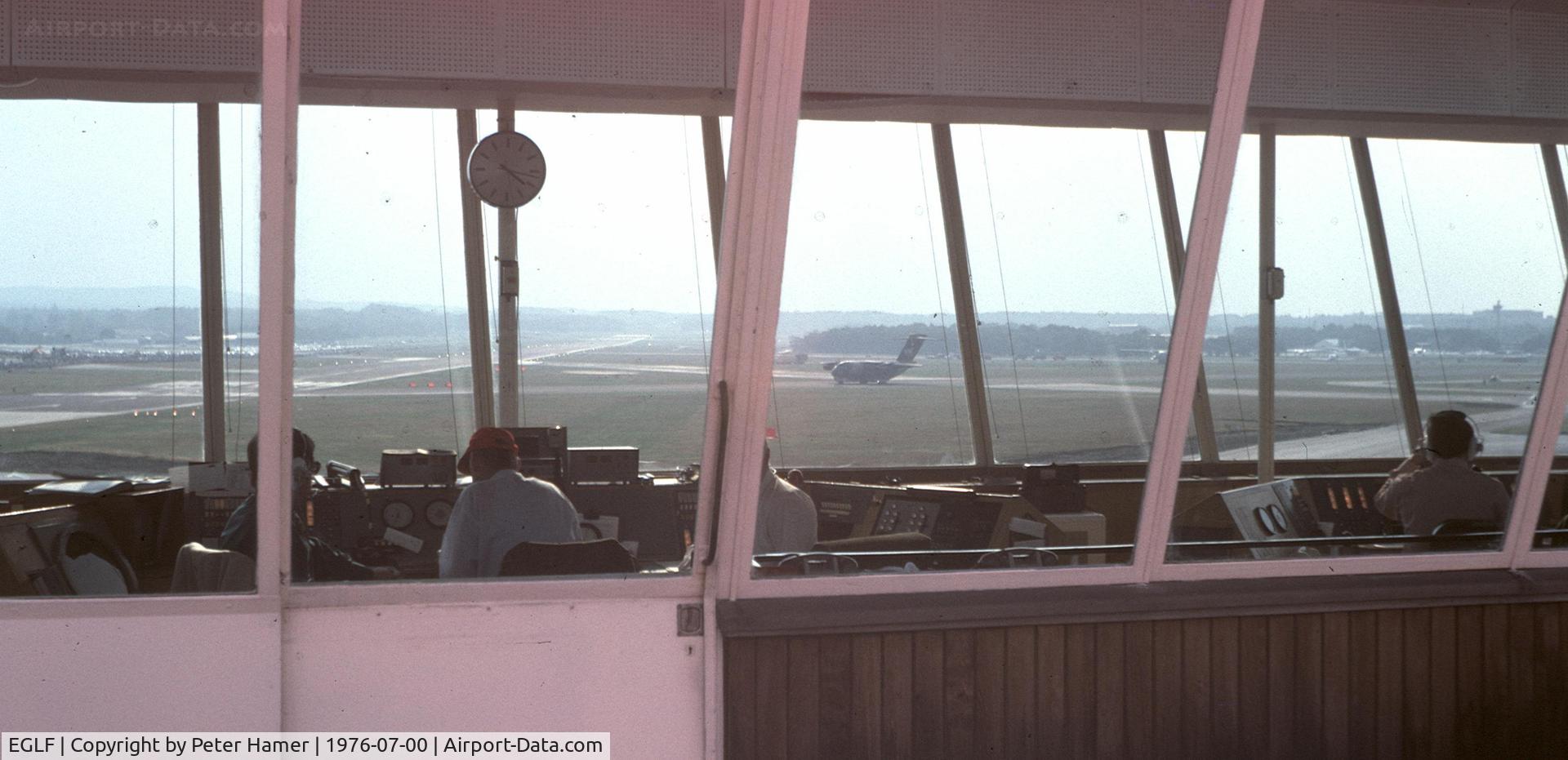 Farnborough Airfield Airport, Farnborough, England United Kingdom (EGLF) - SBAC 1976 Airshow. YC15 seen through the tower.