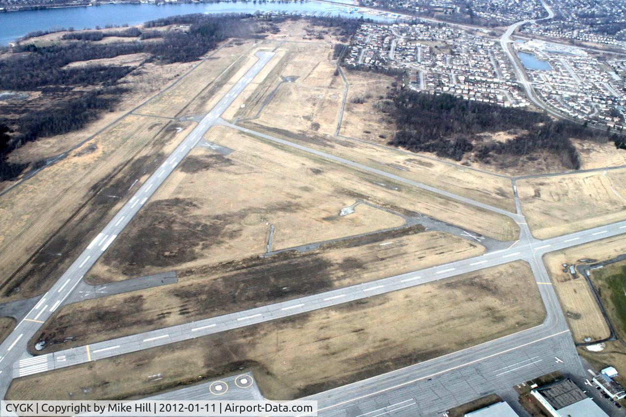 Kingston/Norman Rogers Airport (Kingston Airport), Kingston, Ontario Canada (CYGK) - Kingston Airport in Winter.  Not a lot of colour..  Taken from the South at about 1,500'.