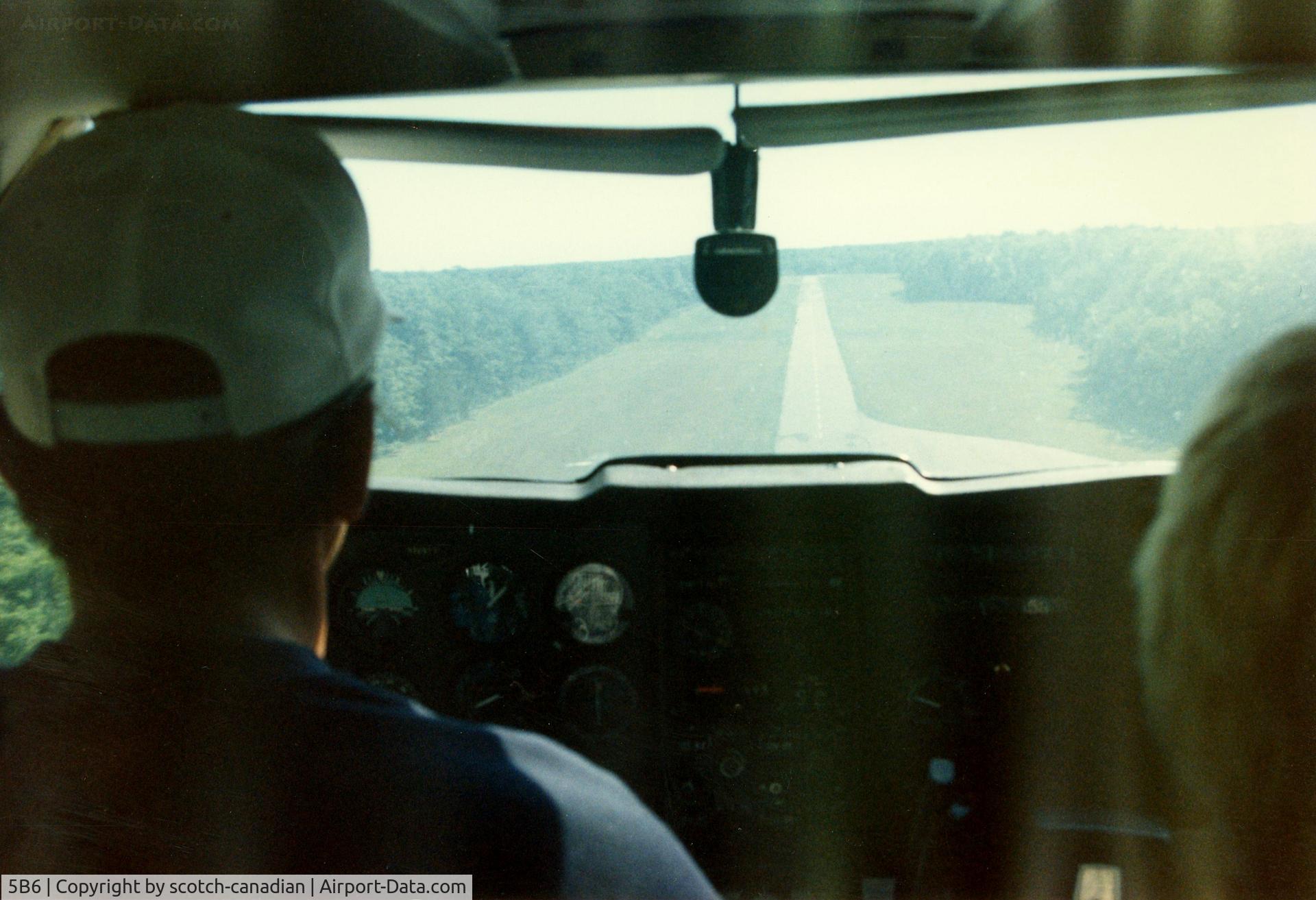 Falmouth Airpark Airport (5B6) - Short Final, Runway 25 at Falmouth Airport, Falmouth, MA - July 1986