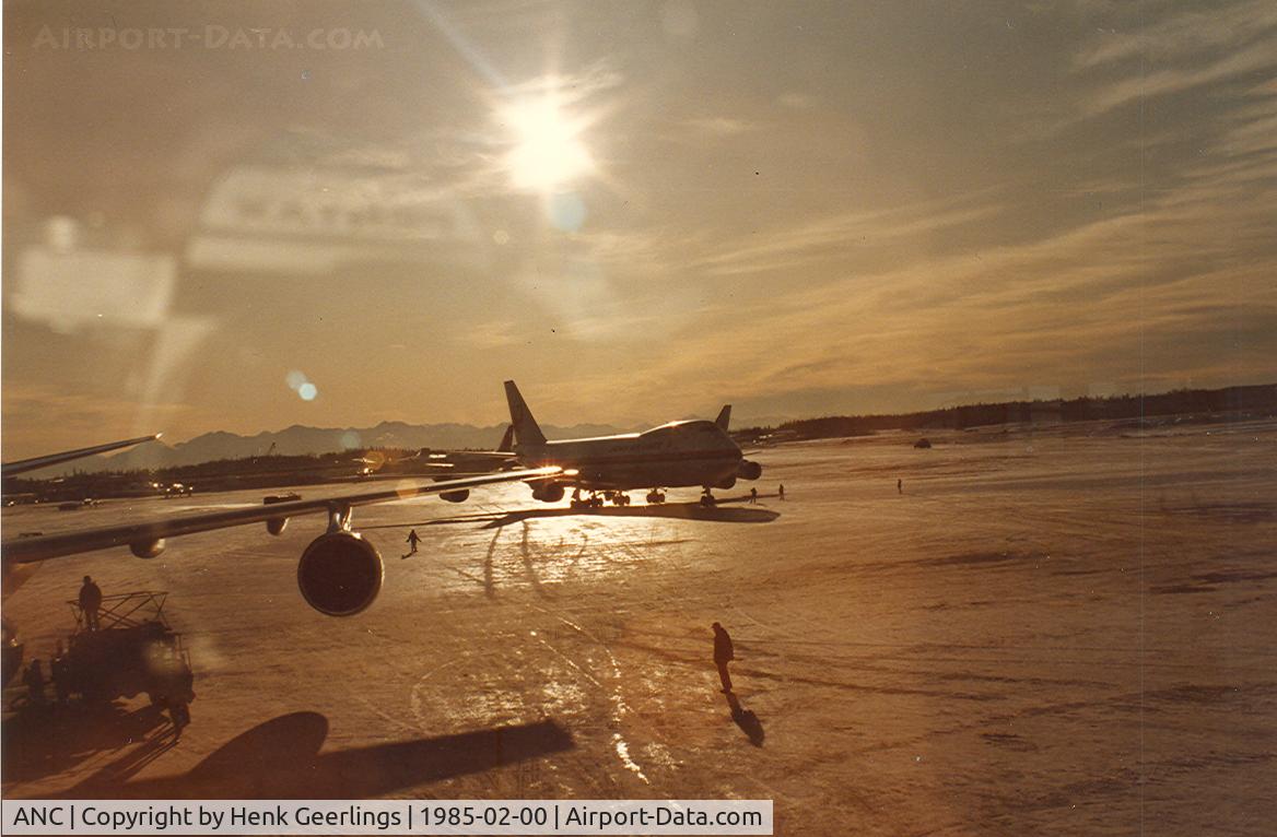 Ted Stevens Anchorage International Airport (ANC) - Sunset at Anchorage Int'l Airport, winter Feb '85