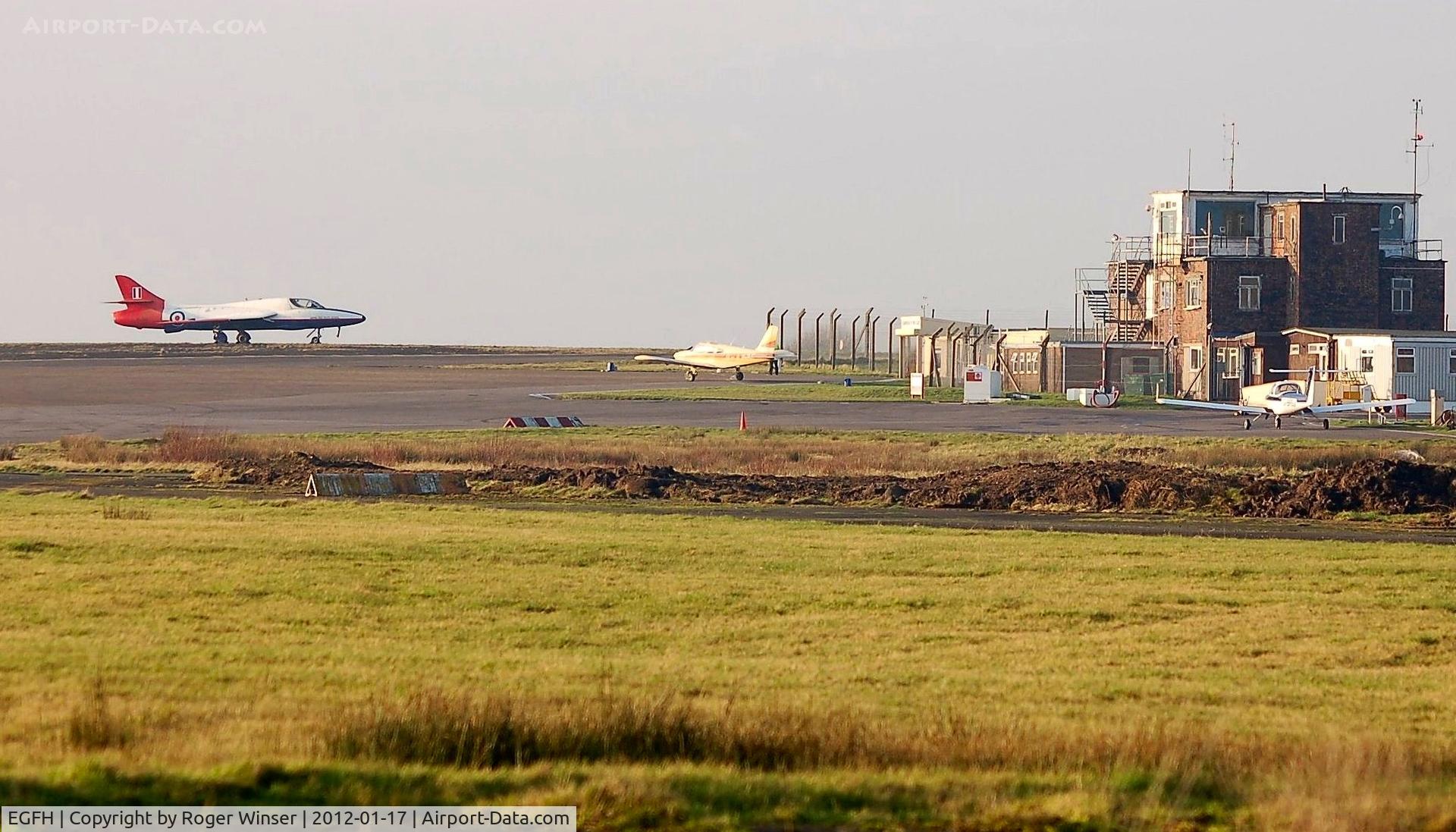 Swansea Airport, Swansea, Wales United Kingdom (EGFH) - A glimpse of winter sunshine on the airport. 