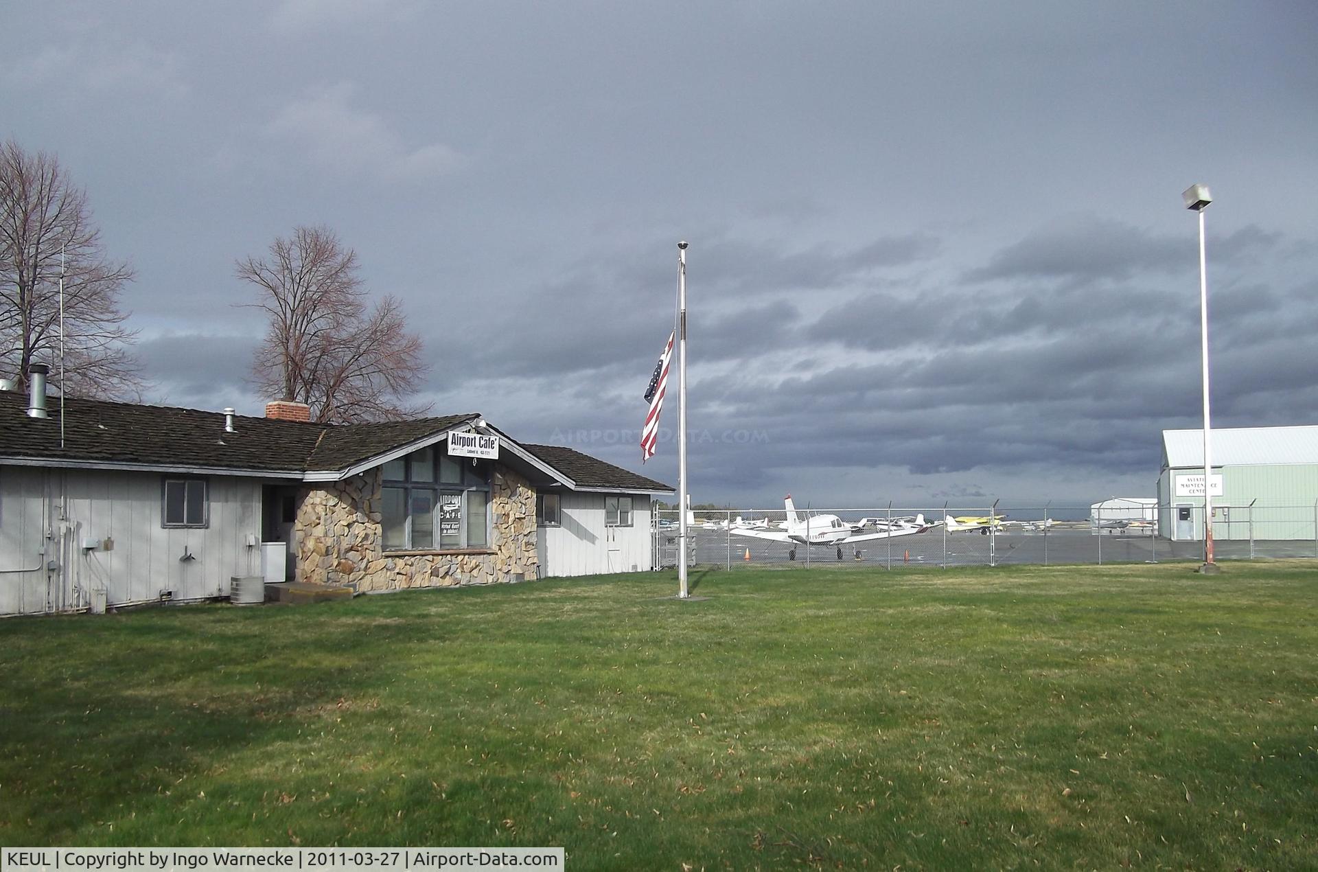 Caldwell Industrial Airport (EUL) - terminal building and apron at Caldwell Industrial Airport