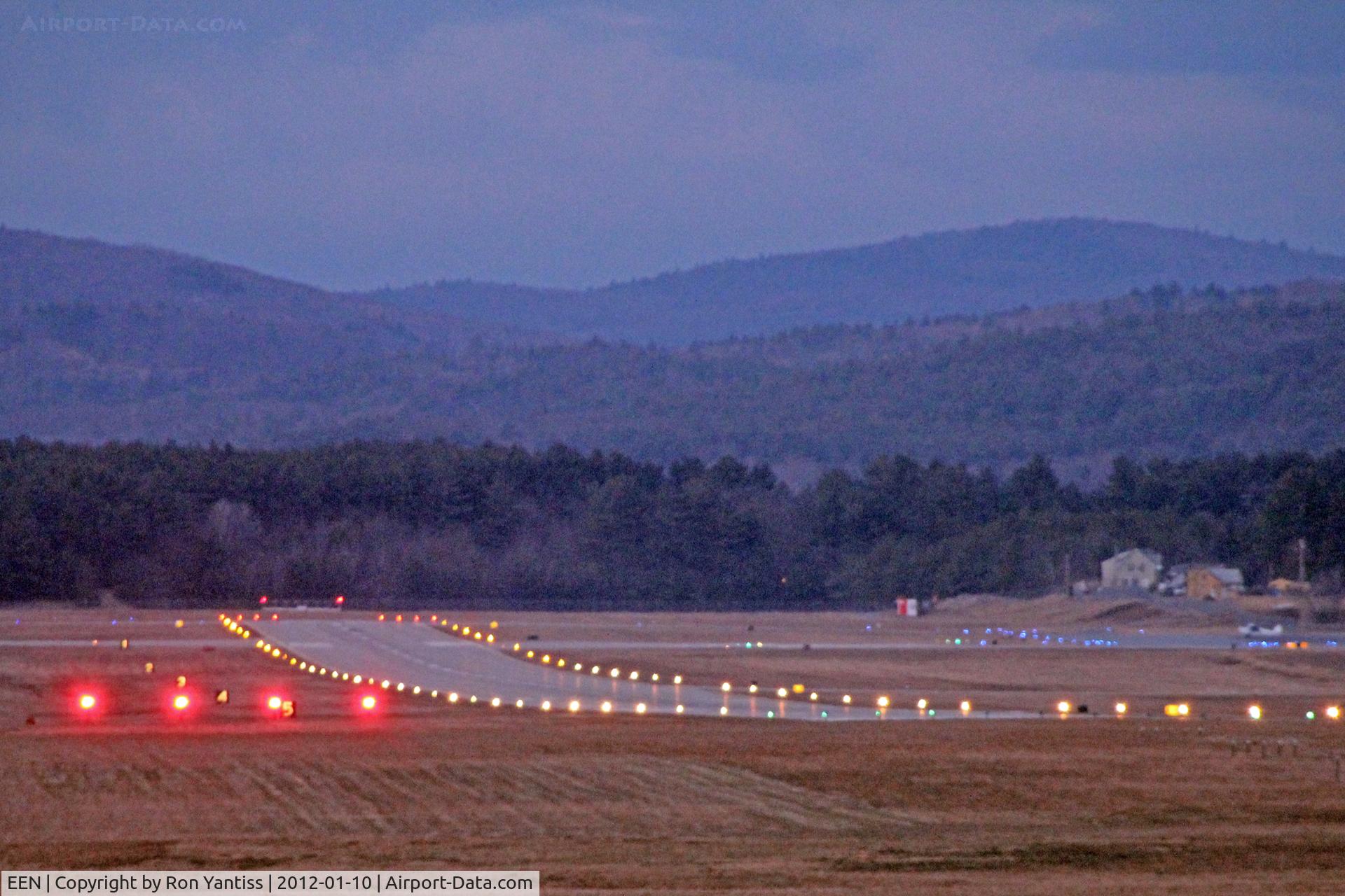 Dillant-hopkins Airport (EEN) - Evening lights on runway 02, Dillant-Hopkins Airport, Keene, NH