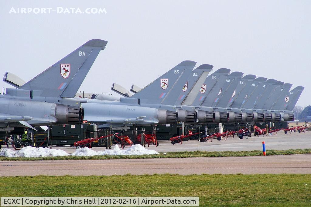 RAF Coningsby Airport, Coningsby, England United Kingdom (EGXC) - Typhoon T.2 and FGR.4's of 29(R)Sqn (OCU)