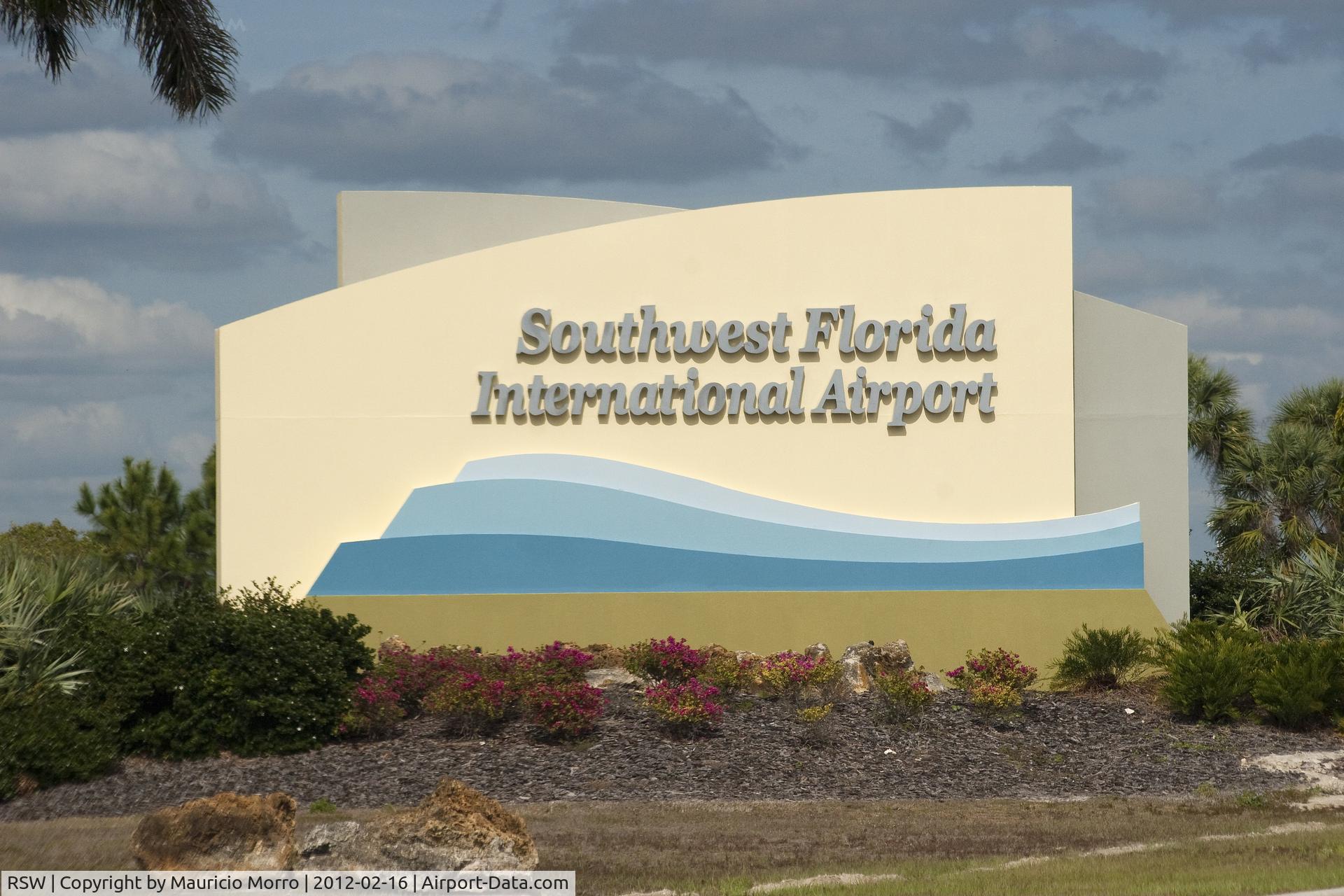 Southwest Florida International Airport (RSW) - Sign at the main accesss road to Southwest Florida International Airport