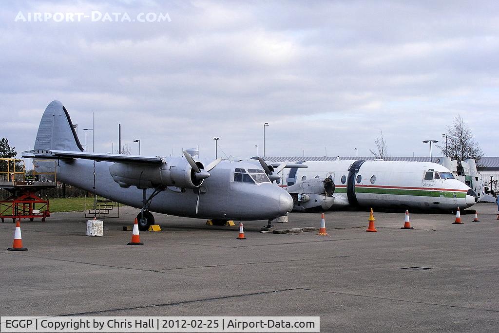 Liverpool John Lennon Airport, Liverpool, England United Kingdom (EGGP) - Percival P50 Prince G-AMLZ and Avro 748 Srs 1 G-BEJD preserved at Speke by the Speke Aerodrome Heritage Group (SAHG)