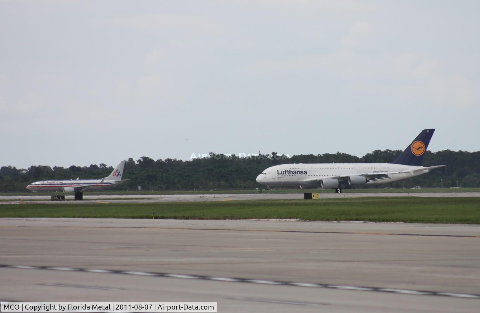 Orlando International Airport (MCO) - A380 lining up to depart on Runway 18R
