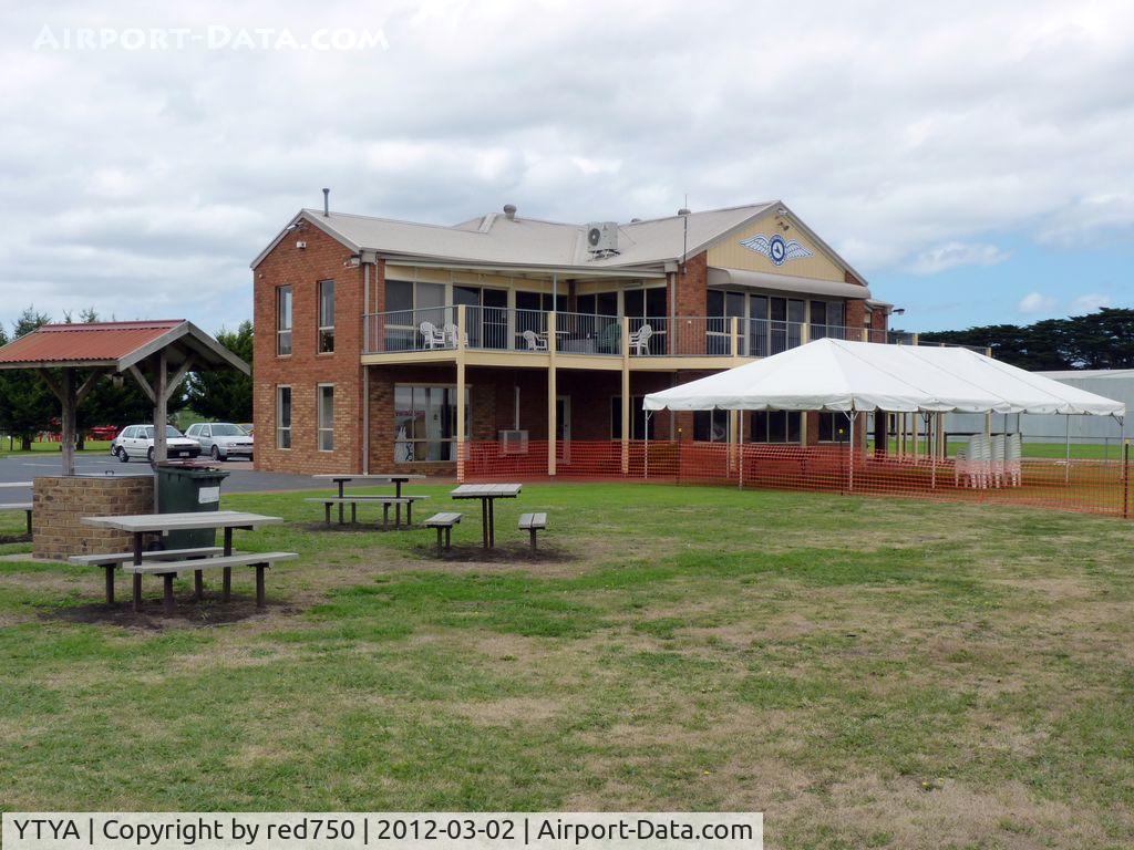 Tyabb Airport, Tyabb, Victoria Australia (YTYA) - Peninsula Aero Club building from another angle, showing barbeque area and preparations for the airshow on Sunday, March 4.